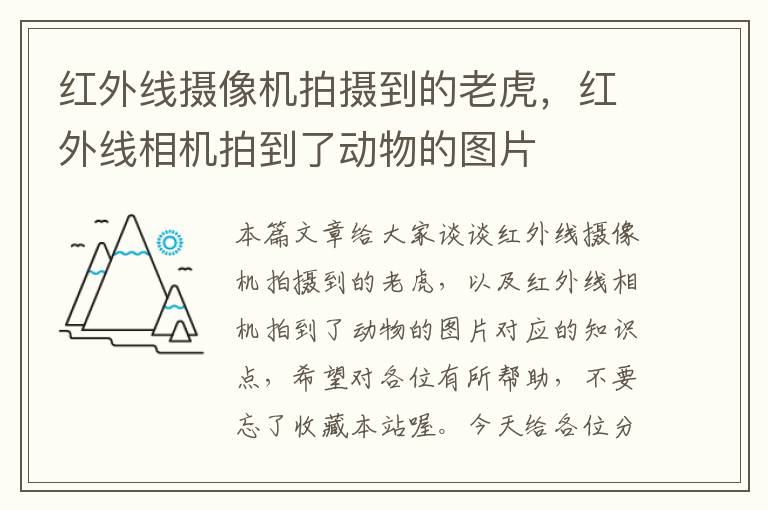 红外线摄像机拍摄到的老虎，红外线相机拍到了动物的图片