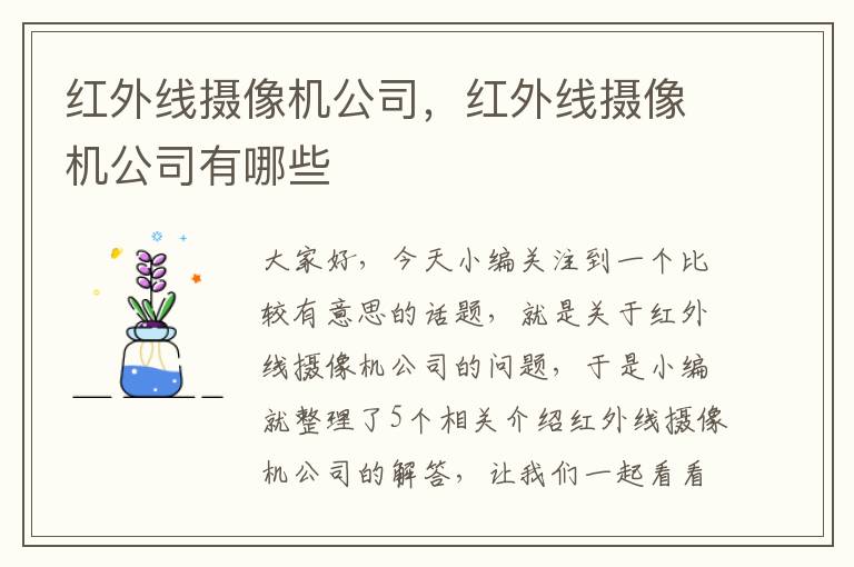 红外线摄像机公司，红外线摄像机公司有哪些