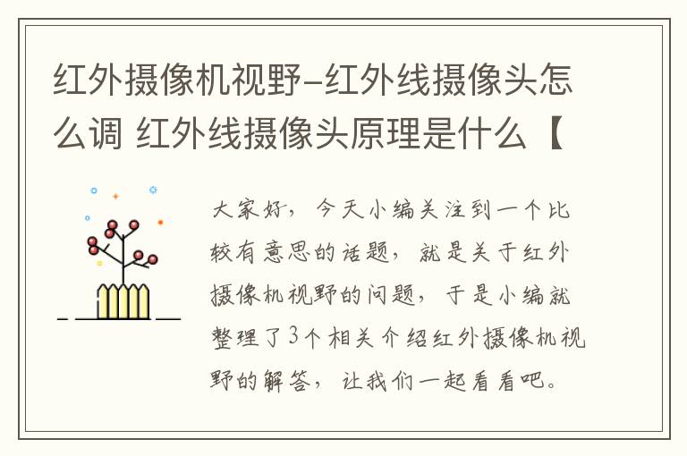 红外摄像机视野-红外线摄像头怎么调 红外线摄像头原理是什么【详细介绍】