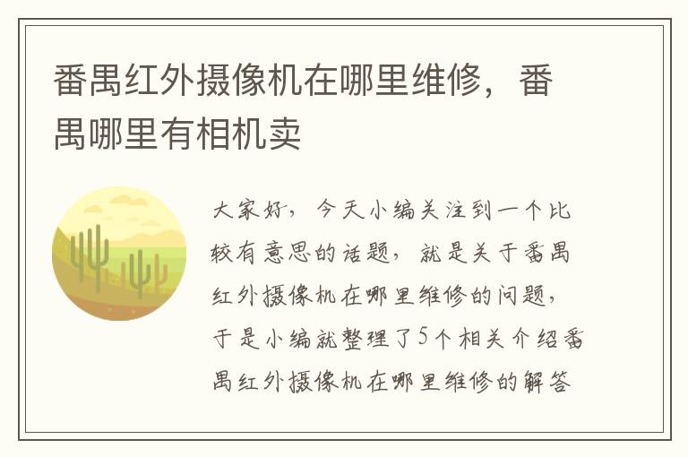 番禺红外摄像机在哪里维修，番禺哪里有相机卖