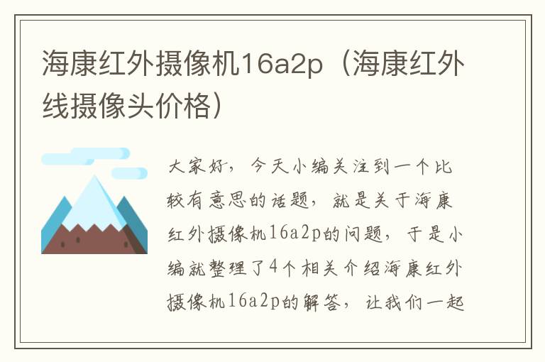 海康红外摄像机16a2p（海康红外线摄像头价格）