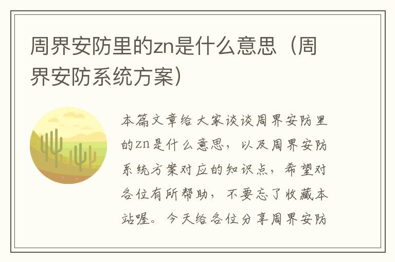 周界安防里的zn是什么意思（周界安防系统方案）