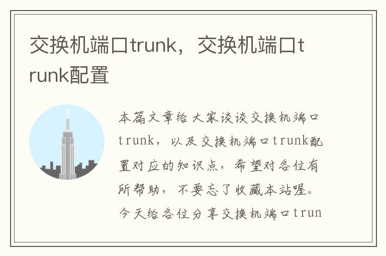 交换机端口trunk，交换机端口trunk配置