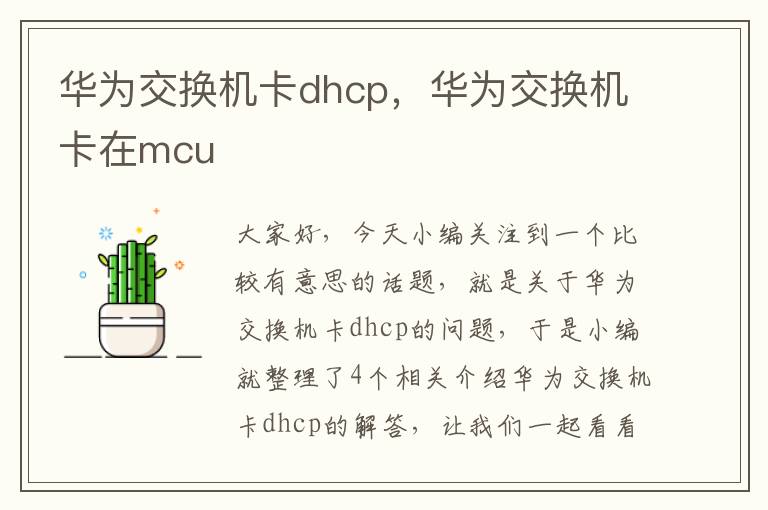 华为交换机卡dhcp，华为交换机卡在mcu