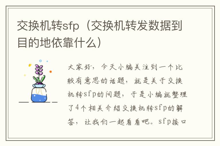 交换机转sfp（交换机转发数据到目的地依靠什么）