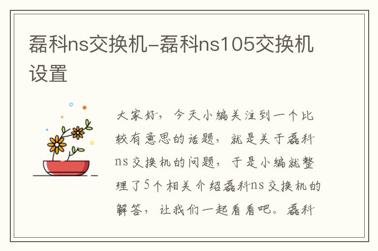 磊科ns交换机-磊科ns105交换机设置