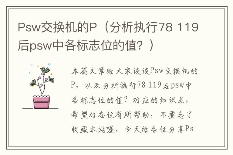 Psw交换机的P（分析执行78 119后psw中各标志位的值？）