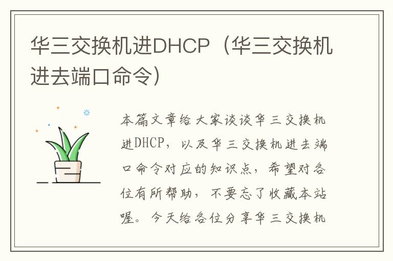 华三交换机进DHCP（华三交换机进去端口命令）