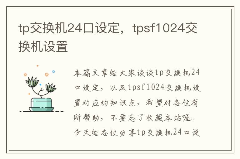 tp交换机24口设定，tpsf1024交换机设置