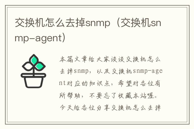 交换机怎么去掉snmp（交换机snmp-agent）