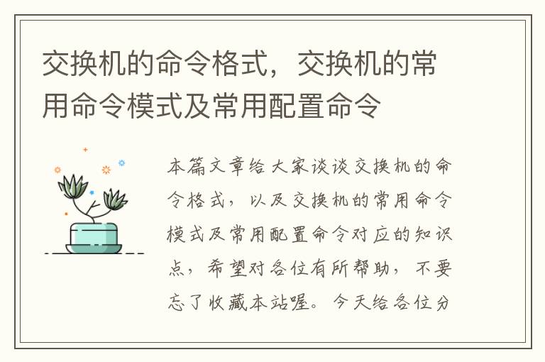 交换机的命令格式，交换机的常用命令模式及常用配置命令