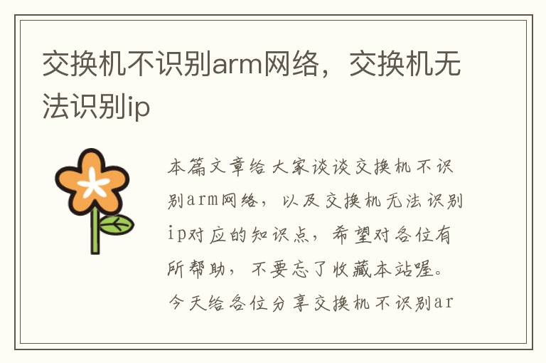 交换机不识别arm网络，交换机无法识别ip