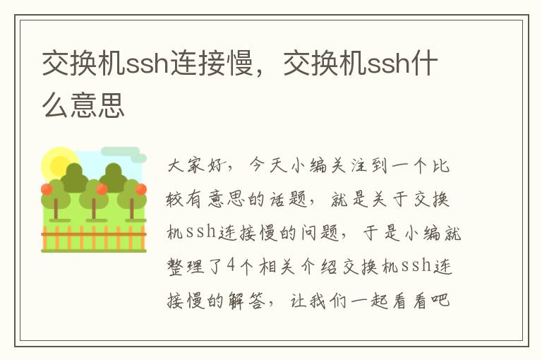 交换机ssh连接慢，交换机ssh什么意思