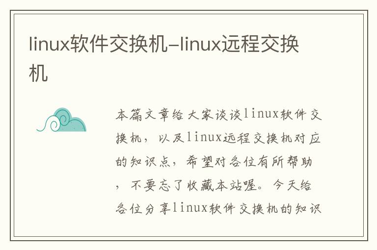 linux软件交换机-linux远程交换机