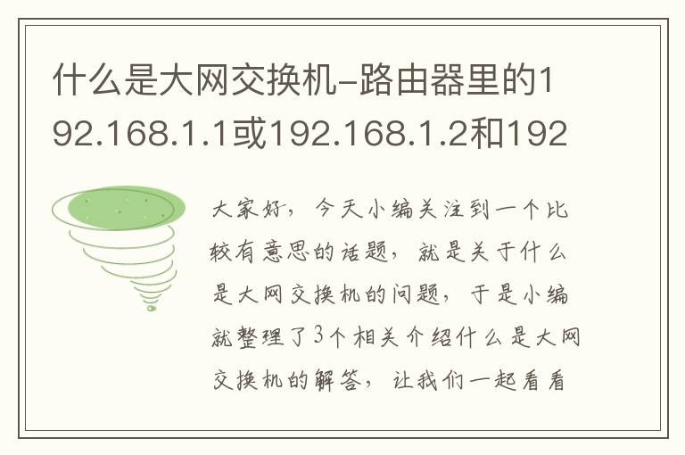 什么是大网交换机-路由器里的192.168.1.1或192.168.1.2和192.168.0.1是什么意思啊？