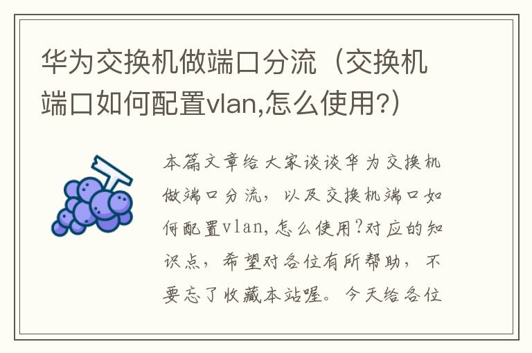 华为交换机做端口分流（交换机端口如何配置vlan,怎么使用?）