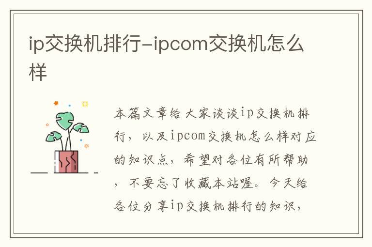 ip交换机排行-ipcom交换机怎么样