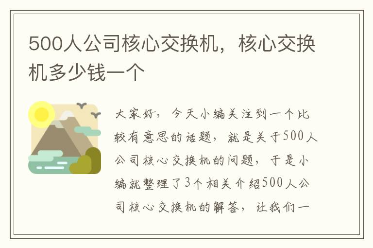 500人公司核心交换机，核心交换机多少钱一个