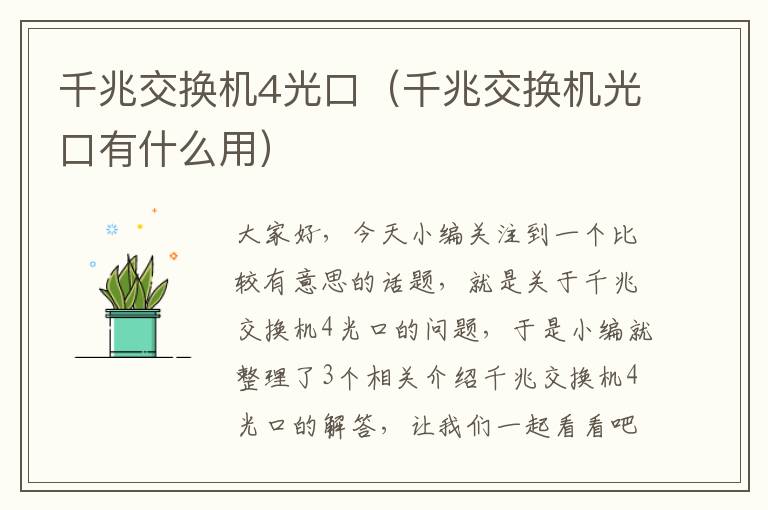 千兆交换机4光口（千兆交换机光口有什么用）