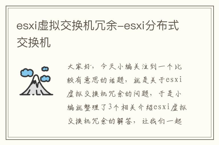 esxi虚拟交换机冗余-esxi分布式交换机