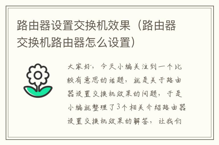 路由器设置交换机效果（路由器交换机路由器怎么设置）