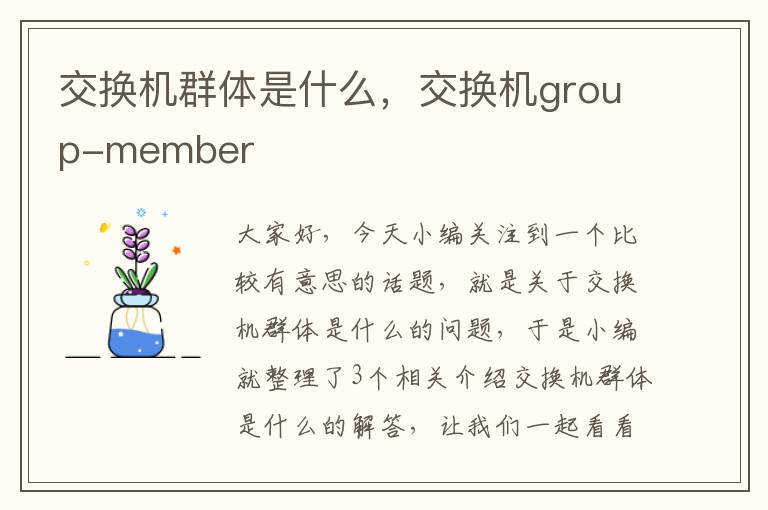 交换机群体是什么，交换机group-member