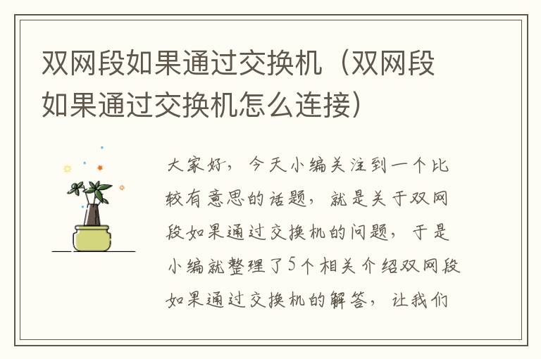 双网段如果通过交换机（双网段如果通过交换机怎么连接）