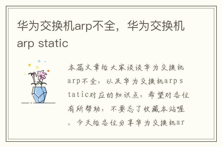 华为交换机arp不全，华为交换机arp static