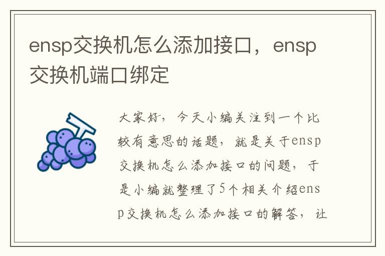 ensp交换机怎么添加接口，ensp交换机端口绑定