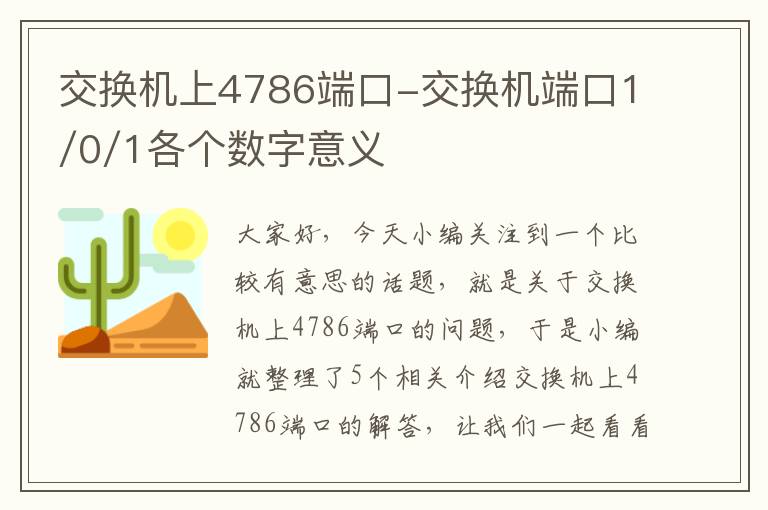 交换机上4786端口-交换机端口1/0/1各个数字意义