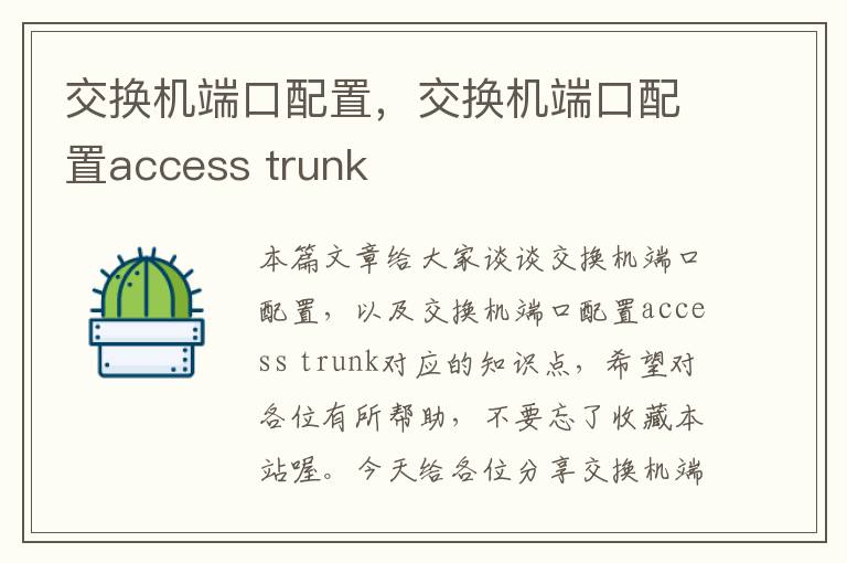 交换机端口配置，交换机端口配置access trunk