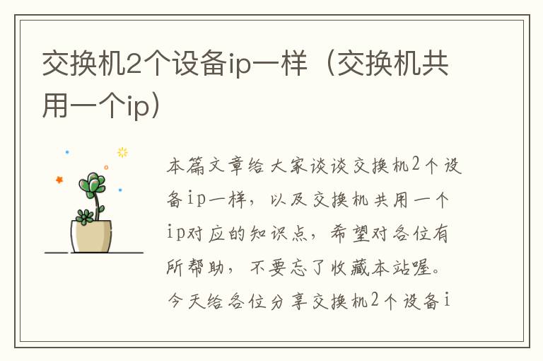 交换机2个设备ip一样（交换机共用一个ip）