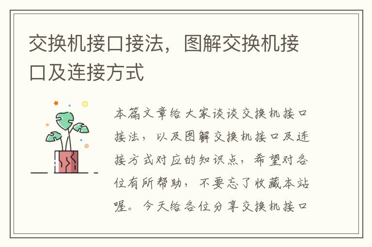 交换机接口接法，图解交换机接口及连接方式