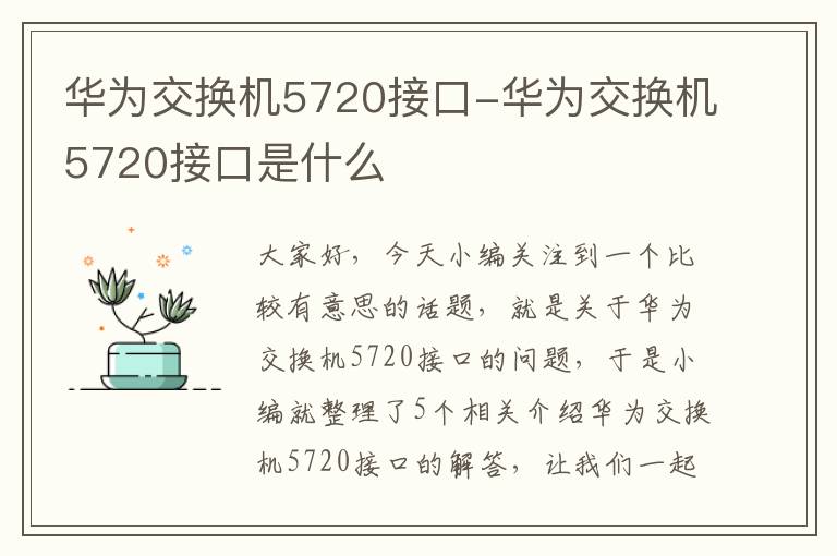 华为交换机5720接口-华为交换机5720接口是什么