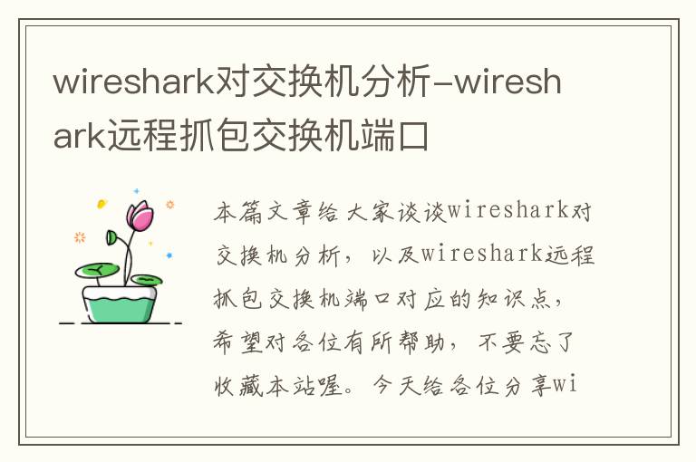 wireshark对交换机分析-wireshark远程抓包交换机端口