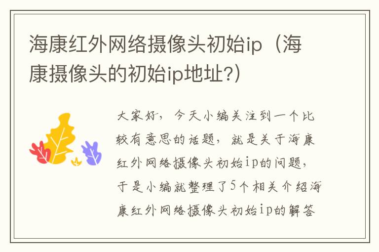 海康红外网络摄像头初始ip（海康摄像头的初始ip地址?）