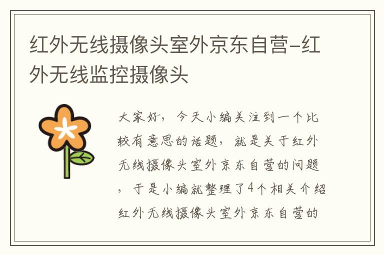 红外无线摄像头室外京东自营-红外无线监控摄像头