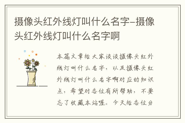 摄像头红外线灯叫什么名字-摄像头红外线灯叫什么名字啊