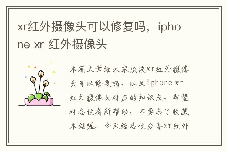 xr红外摄像头可以修复吗，iphone xr 红外摄像头