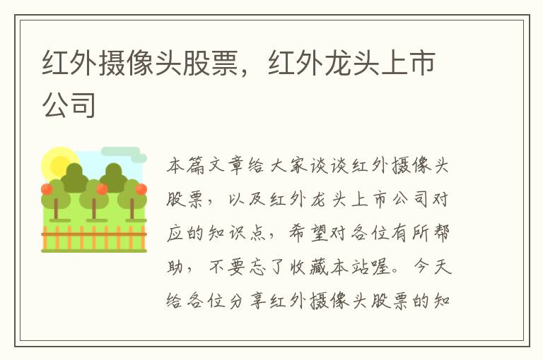 红外摄像头股票，红外龙头上市公司