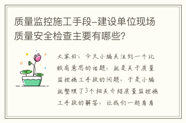 质量监控施工手段-建设单位现场质量安全检查主要有哪些？