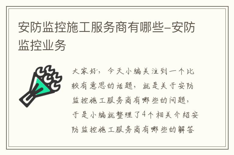 安防监控施工服务商有哪些-安防监控业务