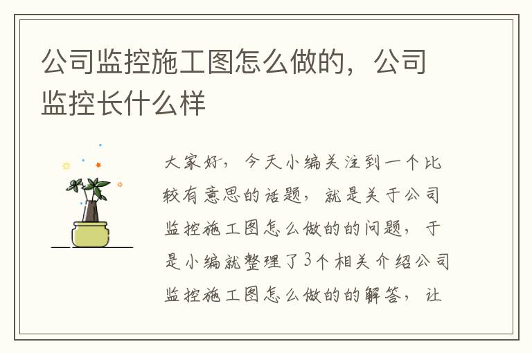 公司监控施工图怎么做的，公司监控长什么样