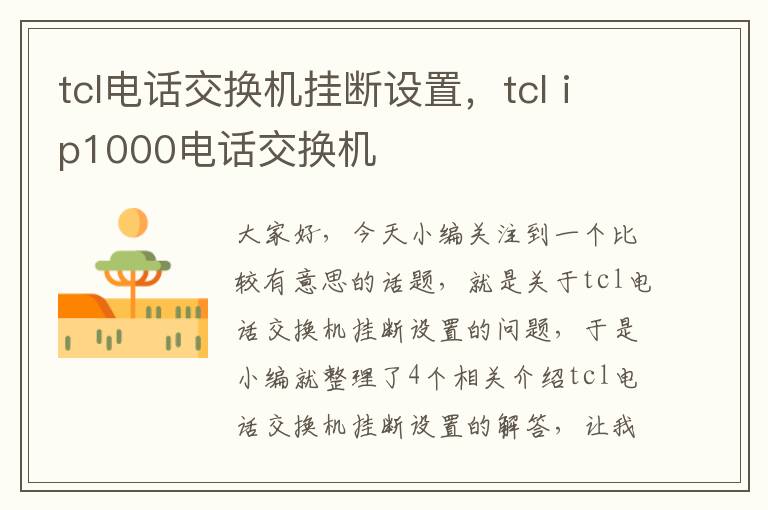 tcl电话交换机挂断设置，tcl ip1000电话交换机