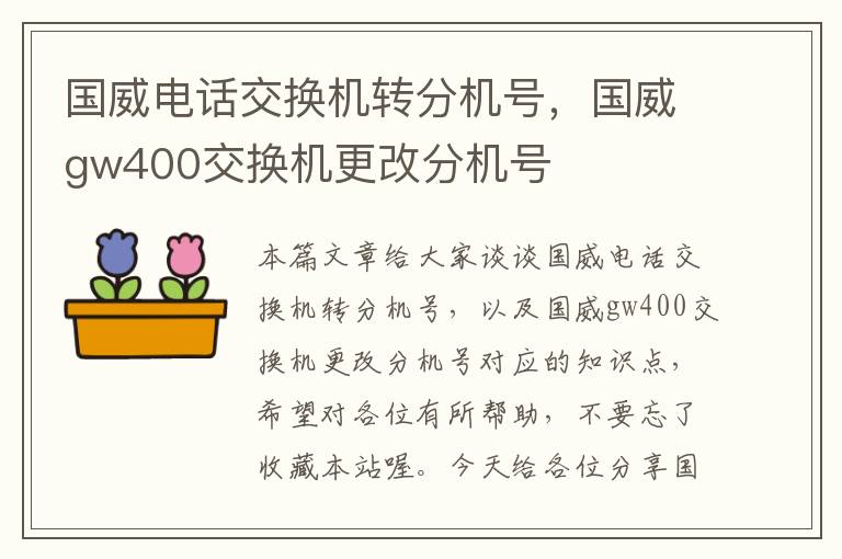 国威电话交换机转分机号，国威gw400交换机更改分机号