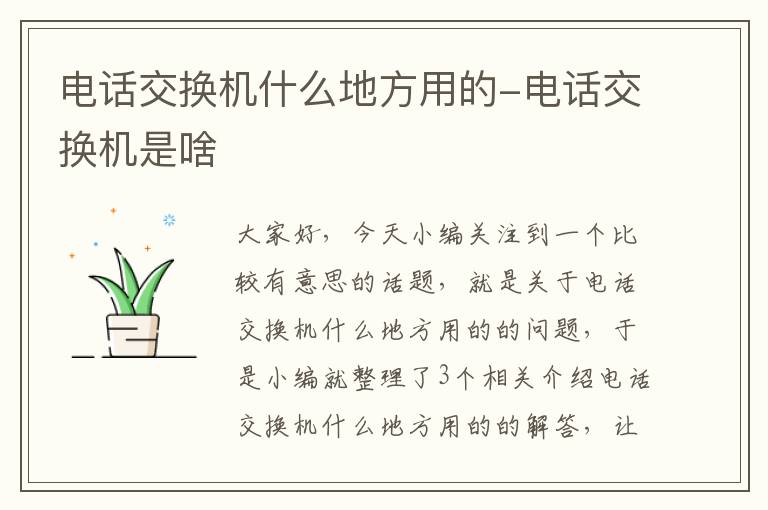 电话交换机什么地方用的-电话交换机是啥