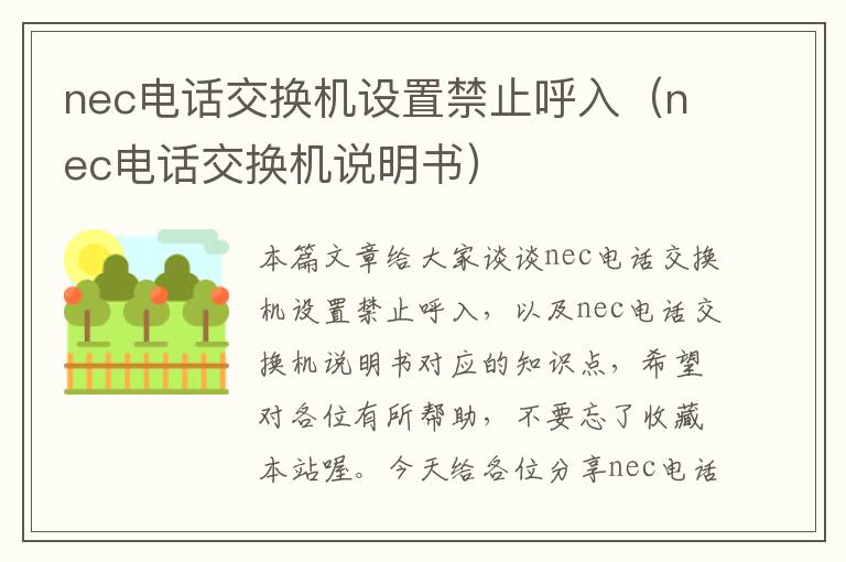 nec电话交换机设置禁止呼入（nec电话交换机说明书）