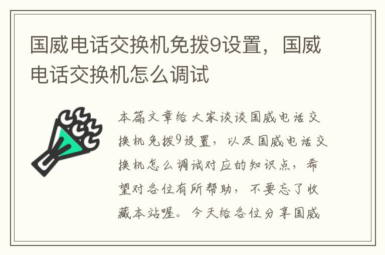 国威电话交换机免拨9设置，国威电话交换机怎么调试