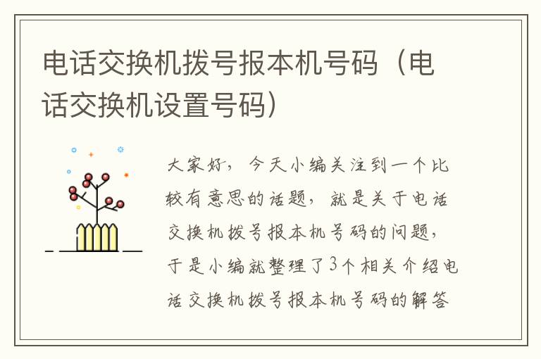 电话交换机拨号报本机号码（电话交换机设置号码）