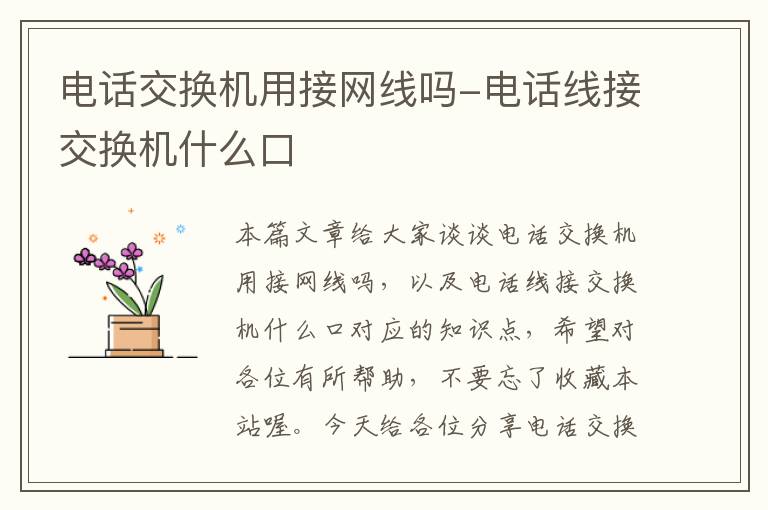 电话交换机用接网线吗-电话线接交换机什么口